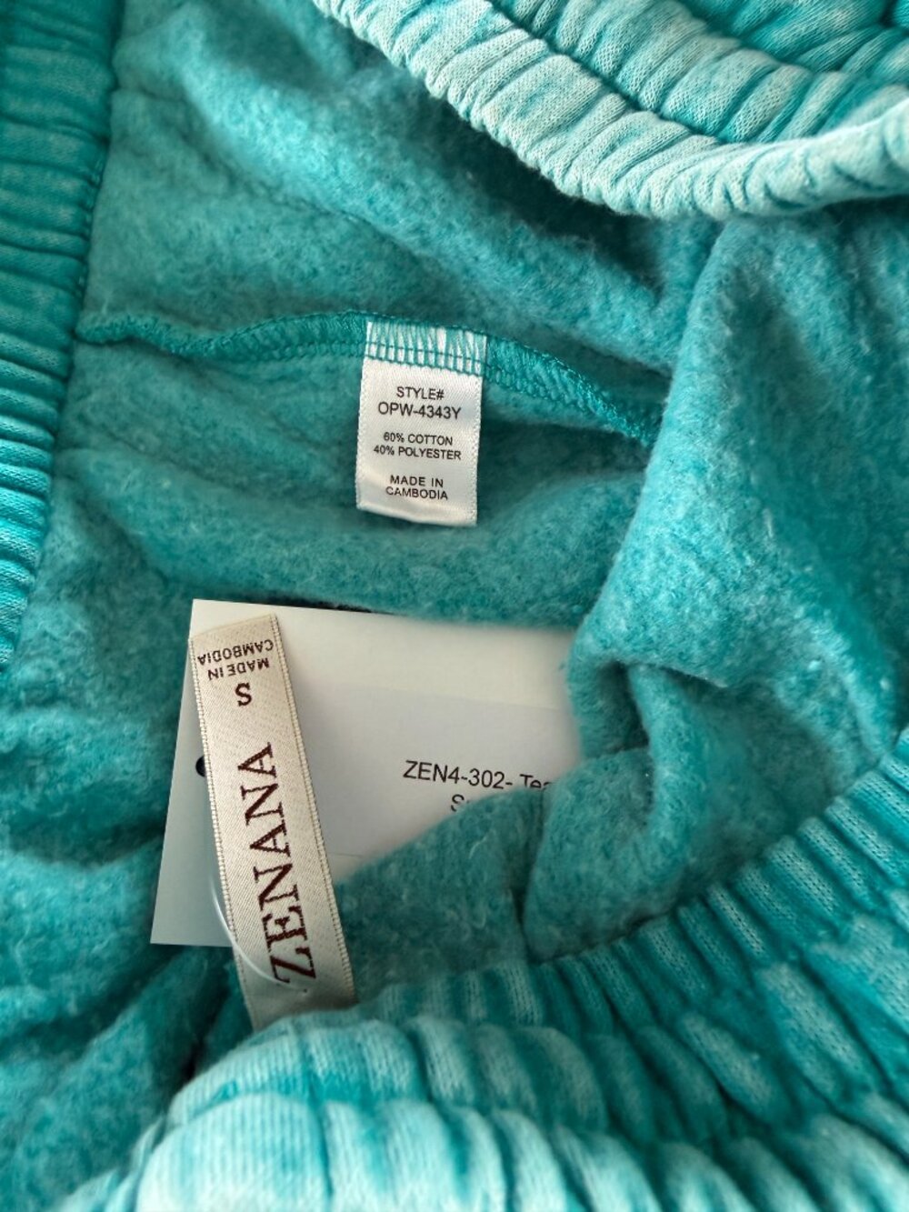 Zenana Ultra Soft Fleece Palazzo Sweatpants Teal Wide Leg Cozy Lounge Pants NWT - Picture 9 of 10